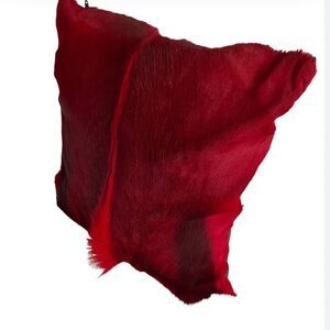 FSP Collection Springbok Pony Hair Suede Square Accent Throw Pillow Red Black